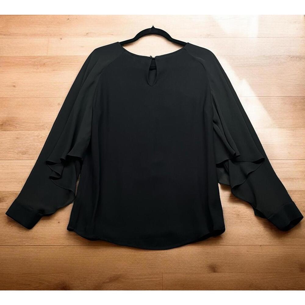 Fifteen Twenty Long Sleeve Blouse Women XS Black Layered Bell Sleeves Night Out - Picture 2 of 12